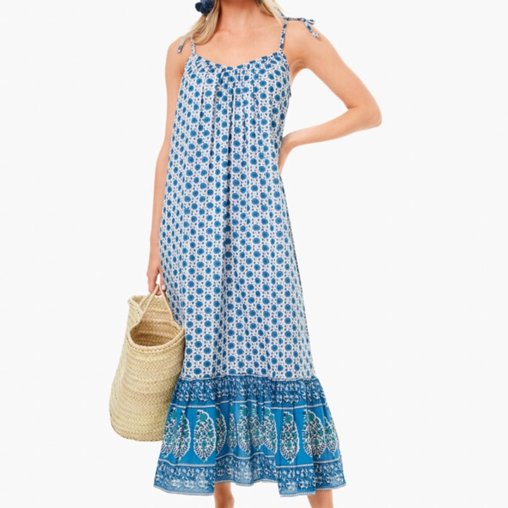 Emerson Fry India Sundress Heritage Blue Flowers Size M/L